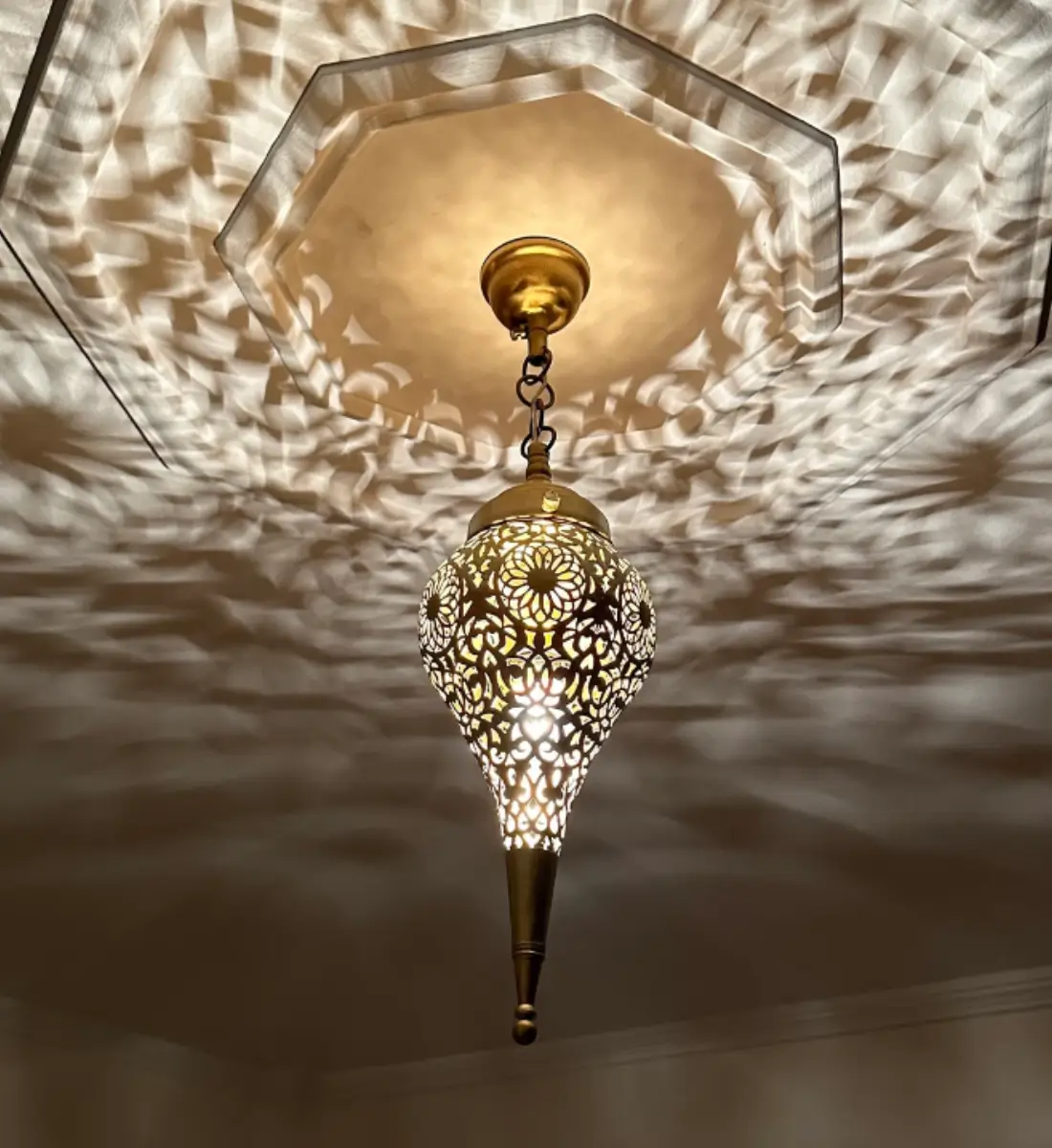 Moroccan Pendant Light brass, Ceiling light fixture, shops Art Deco lamp