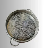 Moroccan brass tray Handcrafted brass tray Moroccan decor Brass serving tray Decorative brass tray Moroccan tea tray Bohemian style tray Engraved brass tray Vintage brass tray Brass coffee table tray Moroccan home accessories Brass platter Moroccan artisan tray Traditional brass tray Brass tray centerpiece