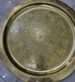 Moroccan brass tray Handcrafted brass tray Moroccan decor Brass serving tray Decorative brass tray Moroccan tea tray Bohemian style tray Engraved brass tray Vintage brass tray Brass coffee table tray Moroccan home accessories Brass platter Moroccan artisan tray Traditional brass tray Brass tray centerpiece