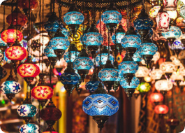 HOME Exquisite handcrafted Moroccan style lamp with intricate designs, casting a warm and inviting